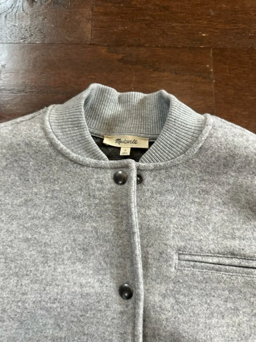 Madewell-Snap Front Bomber Jacket size Small Grey-like new - Picture 14 of 14